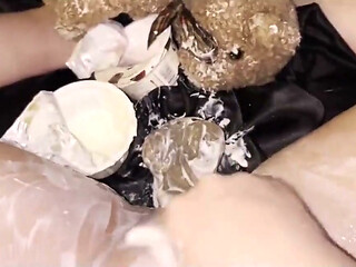 My Stepdaughter Go Freaky with Yougurt&huge Glass Dildo-i Didn't Know That This Can Happened if I Will Leave Her at Home Alone-s