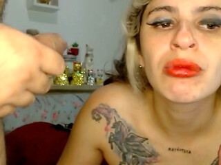 Rough Facefuck and Anal Farting with gaping rosebud until Cum dripping of her mouth