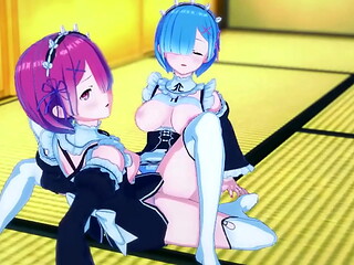 A sexy lesbian encounter between Ram And Rem - Re Zero
