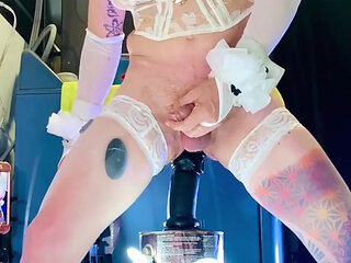 Super Hot Tranny Benito414 Rides a Huge Blue Dildo