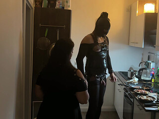 Kinky Kitchen Encounter: Fetish Babe Dominates Her Friend
