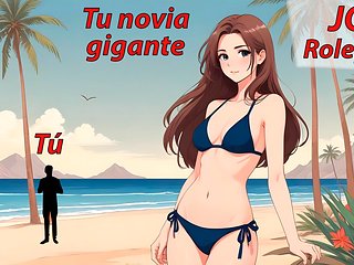 Audio Roleplay in Spanish.JOI hentai with a giant woman.