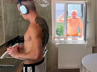 A wild guy snuck into neighbor'_s window and fucked him hard