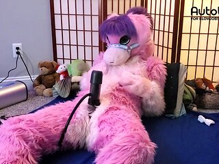 Pink furry Vicky Tart CANNOT GET ENOUGH of VacuGlide.