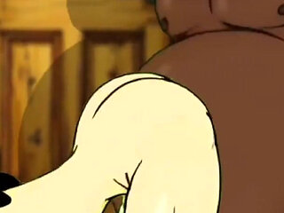 Valentine's Day. Cartoon in Which a Wife Is Fucked in a Public Toilet