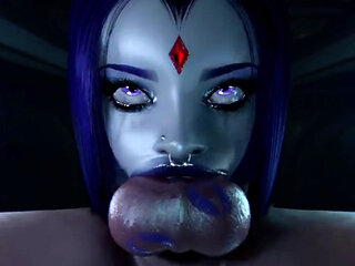 Mai Thigh Fucks a Cock While Slutty Chun-li Watches, Tight Teen Raven Deepthroats a Cock