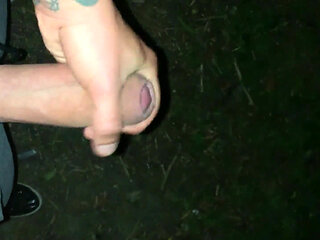 Horny Cumshot Backyard at the Night