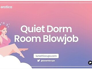 Quiet dorm room blowjob with audio roleplay