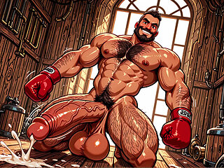 Horny Boxers Showing Athletic Bodies and Monster Cocks