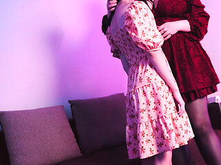 Stepmonster shows off with a strap-on at home