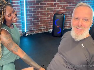 Busty Ebony Mesmerizes with Intense Gym Threesome Passion