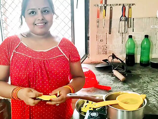 Neighbor's Bhabhi's fun kitchen sex with Hindi audio