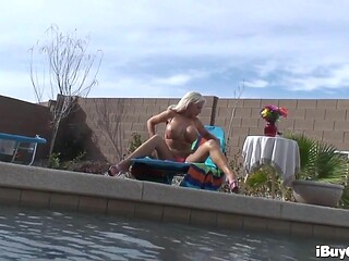 Blonde MILF shows off her busty body in public POV