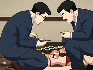 Sushi Girl: Rich Guys Eat Food off a Sexy Slut's Body and Then Fuck Her