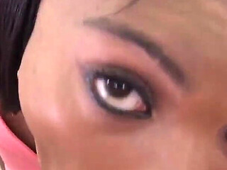 Sweet teen ebony Nichole Ford POV blowjob cum swallow