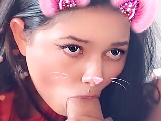 Girlfriend Sucking Cock with Snap Filter
