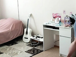 MILF caught naked while cleaning up the room
