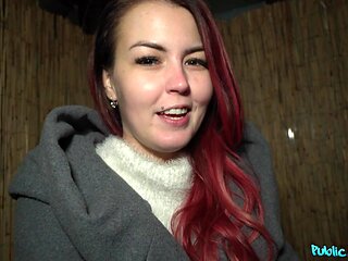 Redhead Cindy Shine enjoys while sucking her lover's penis