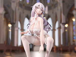 [mmd] Weak Sound Good Kiss Hollow Erotic Underwear Thong Opening White Silk Wedding Dress