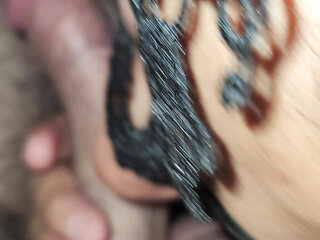Hot Latina Wife Wears Stockings and Lingerie While Sucking and Rimming Husband