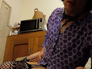 Femboy cumming in lingerie