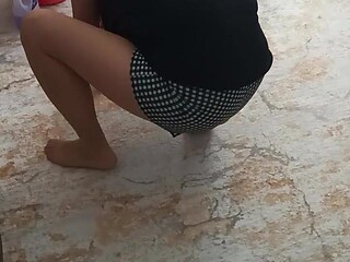 My gigantic-buttocked, turbaned step-mother while cleaning