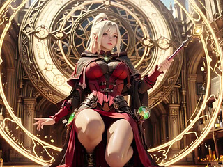 Red & Black Armor Witch! Forbidden Casting in the Gothic Library.