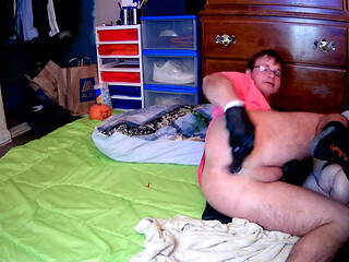 Creamy strokes with curvy black dildo