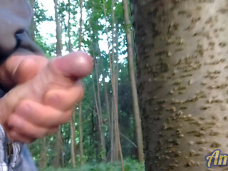 Fuck, I couldn't hold back and came in the forest near the road.