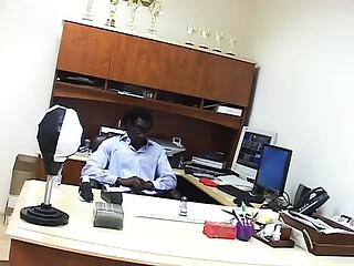Big bulbous ebony babe gets freaky with her black long dicked boss