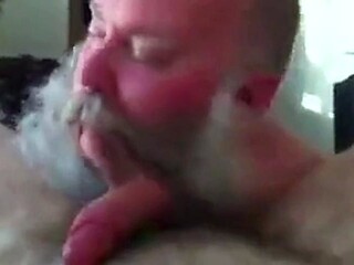 Bearded Daddy Sucks Big Cock