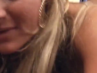 Blonde teen with big silicone tits lets her boyfriend pamper her