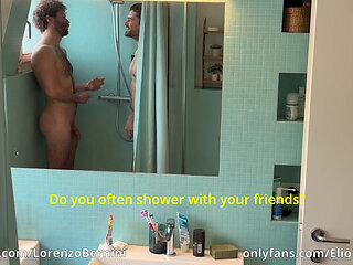 I seduce my straight friend in the shower and try to have sex with him.