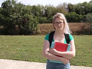 Cute girl in sexy glasses fucks a strange black dick