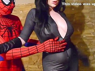 British slut fucked by Spiderman dressed as Catwoman