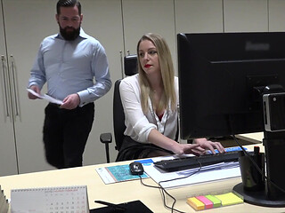 French slut gets fucked on her desk at work