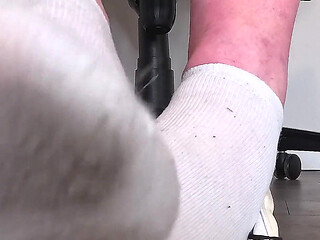 Sneaky Office Foot Tease in Checkerboard Vans - Toe-only Strip & Intense Barefoot Play POV