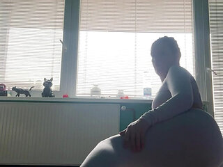 Thick single mom stretches her body, dont cum challenge