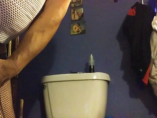 Playing with big dildo