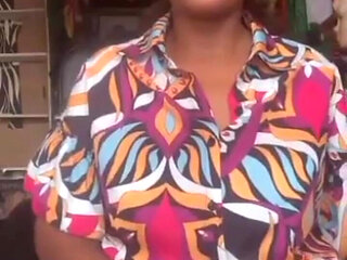 Public Masturbation of a Horny Mama Playing Her Fat Pussy in Her Shop for Her Lover