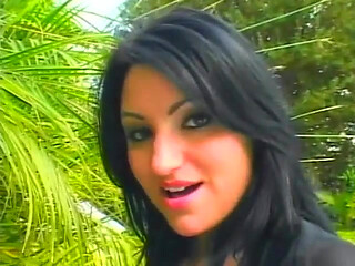 Brunette ass swallows long curvy cock