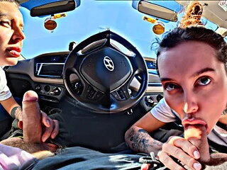 Brunette with Plump Lips Publicly Sucks My Dick on the Side of the Road!! Pov