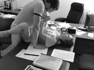 Boss secretly films petite secretary getting fucked on office table