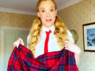 Amateur redhead masturbates then gives a blowjob