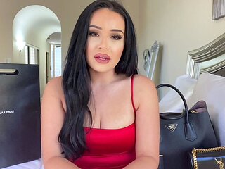 Russian brunette with big boobs in lingerie