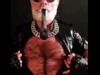 Stepdaddy Smokes His Big Pipe While Playing Nips