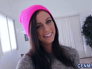 Dressed hottie sucks pecker