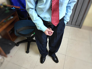 Teacher boss milking in the office