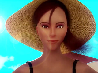 Femdom Oral on the Beach Futanari Sex