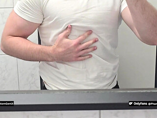 Horny Gym Guy Strokes in the Toilet and Shoots a Thick Load